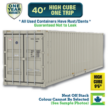 Load image into Gallery viewer, 40&#39; High Cube One Trip Shipping Container For Sale Calgary, Calgary high cube shipping container for sale, 40&#39; high cube shipping container for sale Calgary AB, Calgary AB shipping container for sale, One Trip shipping container for sale, One Trip like new shipping container for sale, used shipping container for sale Calgary, conex for sale, steel storage container for sale, shipping container prices Calgary, buy a shipping container Calgary, Northern Container Sales
